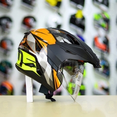 Mũ 3/4 Zeus 613B Xám Vàng Cam Bóng FREESHIP