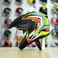 Full Bộ Mũ Zeus 613b + Mái Che + Hàm Vàng Neon Cam Xanh Bóng FREESHIP