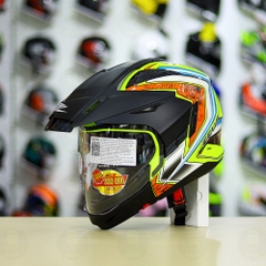 Full Bộ Mũ Zeus 613b + Mái Che + Hàm Vàng Neon Cam Xanh Bóng FREESHIP