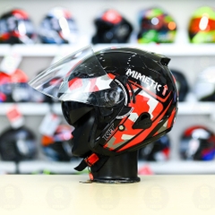 Nón 3/4 2 kính KLT VENOM MINETIC Đỏ FREESHIP