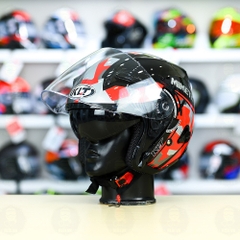 Nón 3/4 2 kính KLT VENOM MINETIC Đỏ FREESHIP