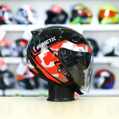 Nón 3/4 2 kính KLT VENOM MINETIC Đỏ FREESHIP