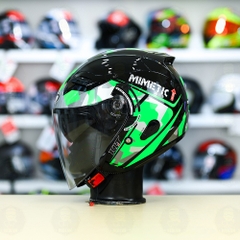 Nón 3/4 2 kính KLT VENOM MINETIC Xanh Lá FREESHIP