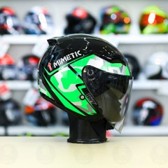 Nón 3/4 2 kính KLT VENOM MINETIC Xanh Lá FREESHIP