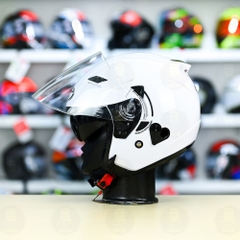 Nón 3/4 2 kính KLT VENOM Trắng Bóng FREESHIP