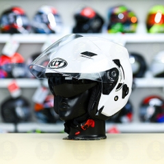 Nón 3/4 2 kính KLT VENOM Trắng Bóng FREESHIP