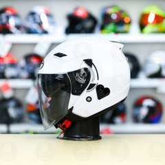 Nón 3/4 2 kính KLT VENOM Trắng Bóng FREESHIP