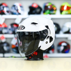 Nón 3/4 2 kính KLT VENOM Trắng Bóng FREESHIP