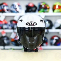 Nón 3/4 2 kính KLT VENOM Trắng Bóng FREESHIP