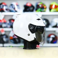 Nón 3/4 2 kính KLT VENOM Trắng Bóng FREESHIP