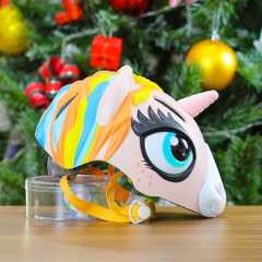 Nón Bảo Hiểm Cho Bé KIDS Unicorn 3D Siêu Cute Màu Cam Nhạt