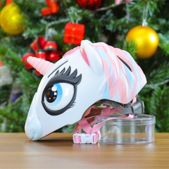 Nón Bảo Hiểm Cho Bé KIDS Unicorn 3D Siêu Cute Màu Trắng Hồng Nhạt