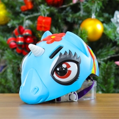 Nón Bảo Hiểm Cho Bé KIDS Unicorn 3D Siêu Cute Màu Xanh