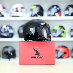 Nón 1/2 Falcon F18 KID Đen Nhám size S FREESHIP