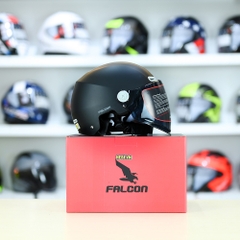 Nón 1/2 Falcon F18 KID Đen Nhám size S FREESHIP