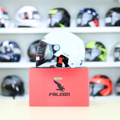 Nón 1/2 Falcon F18 KID Trắng Bóng size S FREESHIP