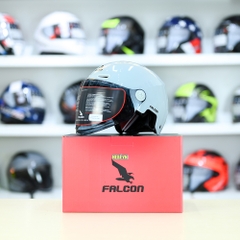 Nón 1/2 Falcon F18 KID Xi Măng Nhạt Bóng size S FREESHIP