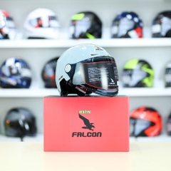 Nón 1/2 Falcon F18 KID Xi Măng Nhạt Bóng size S FREESHIP