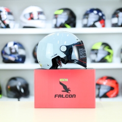 Nón 1/2 Falcon F18 KID Xi Măng Nhạt Bóng size S FREESHIP