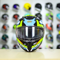 Mũ Fullface ROC 01 978 Tem V2 Vàng Xanh Lido Bóng FREESHIP