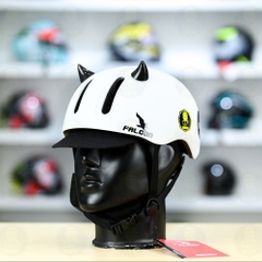 Nón Thể Thao POC Falcon F05 Trắng Nhám Gắn Sừng  FREESHIP