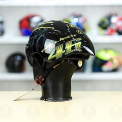 Nón Thể Thao Royal MD16 Freesize FREESHIP  Đen Bóng - Dán Tem Decal AGV Project 46 Vàng