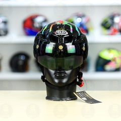 Nón Thể Thao Royal MD16 Freesize Đen Bóng - Dán Tem Decal Shoei M93 Water Color FREESHIP