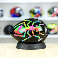 Nón Thể Thao Royal MD16 Freesize Đen Bóng - Dán Tem Decal Shoei M93 Water Color FREESHIP