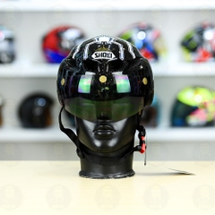 Nón Thể Thao Royal MD16 Freesize Đen Bóng - Dán Tem Decal Shoei M93 V2 Trắng Bạc FREESHIP