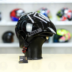 Nón Thể Thao Royal MD16 Freesize Đen Bóng - Dán Tem Decal Shoei M93 V2 Trắng Bạc FREESHIP