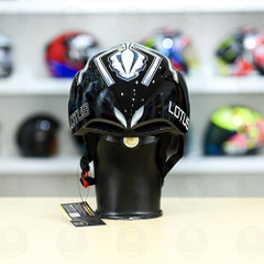 Nón Thể Thao Royal MD16 Freesize Đen Bóng - Dán Tem Decal Shoei M93 V2 Trắng Bạc FREESHIP