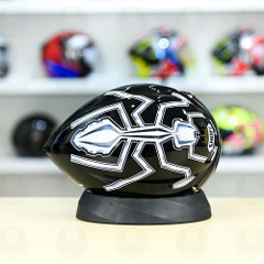 Nón Thể Thao Royal MD16 Freesize Đen Bóng - Dán Tem Decal Shoei M93 V2 Trắng Bạc FREESHIP