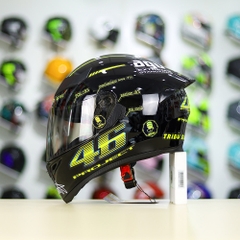 Mũ Royal M138b Đen Bóng + Tặng Dán Tem Decal AGV PROJECT 46 Vàng FREESHIP