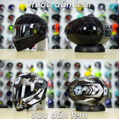 Tem Decal Yamaha R15 Xám Đen Cho Nón Fullface - Không Nón - FREESHIP