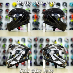 Tem Decal Yamaha R15 Xám Đen Cho Nón Fullface - Không Nón - FREESHIP