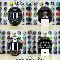 Tem Decal Yamaha R15 Xám Đen Cho Nón Fullface - Không Nón - FREESHIP