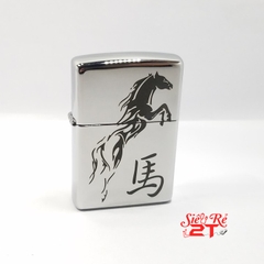 Zippo 250 High Polished Chrome Khắc Chủ Đề Ngựa - Zippo 250 Chính Hãng