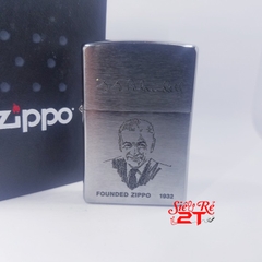 Zippo Founder's Lighter 200FL Chính Hãng - Zippo Chrome Xước Chủ Đề Ông Tổ Zippo (New box)