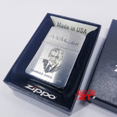 Zippo Founder's Lighter 200FL Chính Hãng - Zippo Chrome Xước Chủ Đề Ông Tổ Zippo (New box)