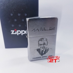 Zippo Founder's Lighter 200FL Chính Hãng - Zippo Chrome Xước Chủ Đề Ông Tổ Zippo (New box)