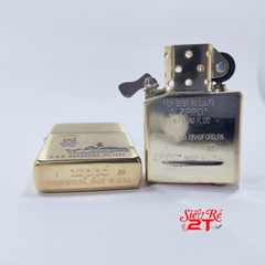 Zippo 204B Brush Brass Khắc Đổ Sơn Hình Tàu Chiến U.S.S. REASONER FF-1063