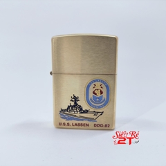 Zippo 204B Brush Brass Khắc Đổ Sơn Hình Tàu Chiến U.S.S. LASSEN DDG-82