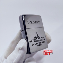 Zippo 250 High Polish Chrome Khắc Tàu U.S.S. ARLEIGH BURKE DDG 51