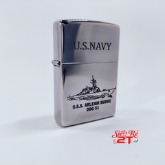 Zippo 250 High Polish Chrome Khắc Tàu U.S.S. ARLEIGH BURKE DDG 51