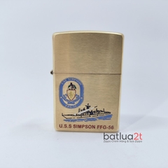 Zippo 204B Brush Brass Khắc Đổ Sơn Tàu Chiến U.S.S SIMPSON FFG-56