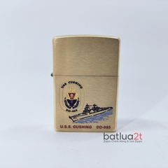 Zippo 204B Brush Brass Khắc Đổ Sơn Tàu Chiến U.S.S CUSHING DD-985