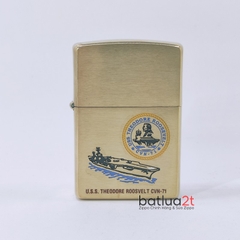 Zippo 204B Brush Brass Khắc Đổ Sơn Tàu Chiến U.S.S. THEODORE ROOSVELT CVN-71