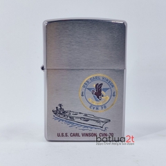 Zippo 200 Brushed Chrome Khắc Đổ Sơn Tàu Chiến U.S.S. Carl VinSon CVN-70