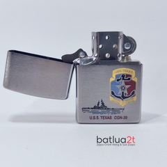 Zippo 200 Brushed Chrome Khắc Đổ Sơn Tàu Chiến U.S.S. Texas CGN-39