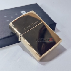 Vỏ Zippo High Polish Solid Brass 254 (Không Kèm Ruột) - Vỏ Zippo Vàng Bóng Chữ Solid Brass